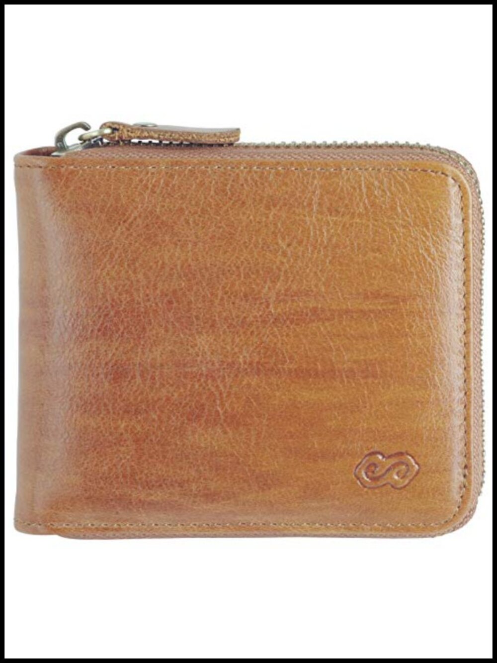 Genuine Leather RFID Blocking Zipper Wallet with 10 Card Slots